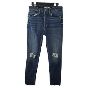 RE/DONE 90s High Rise Ankle Crop ButtonFly Blue Denim Jeans Size 28 NWT